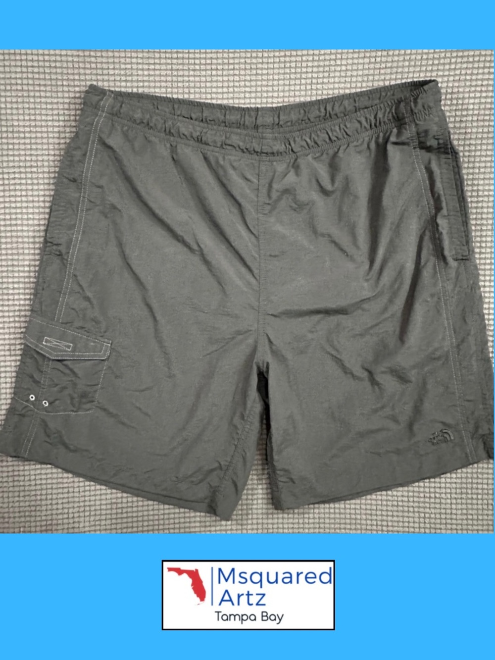 The North Face Men’s Large Black Nylon Swim Trunks Lined Cargo Beach Shorts